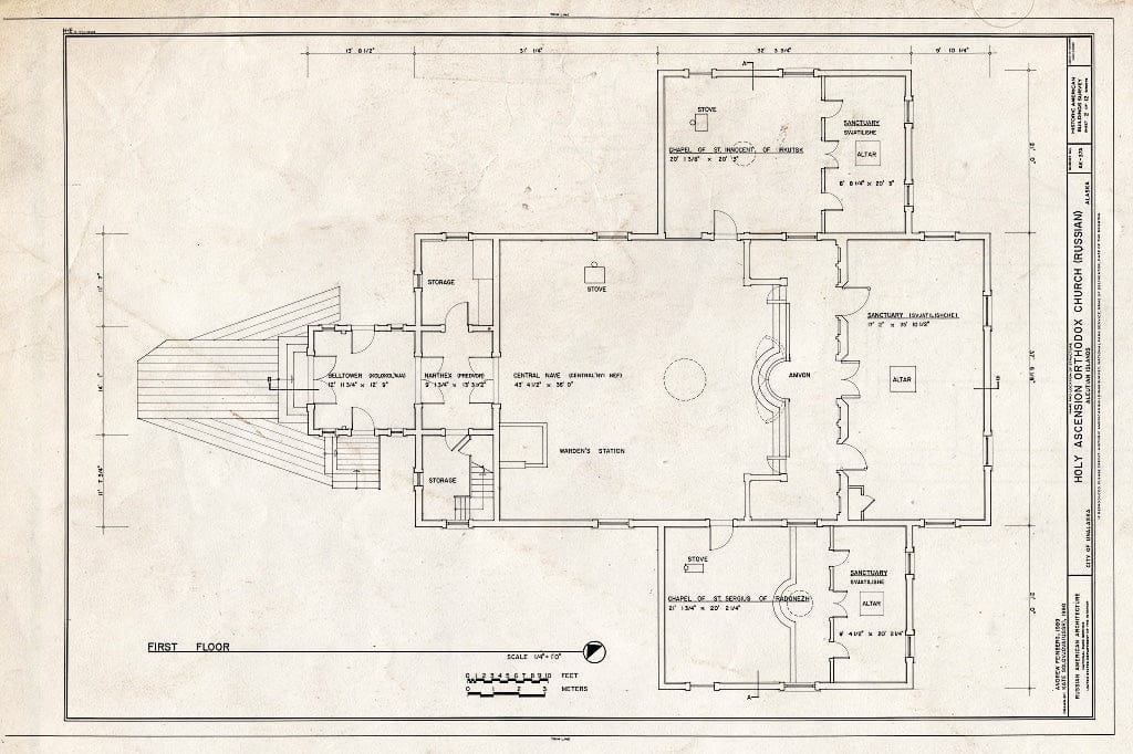 Blueprint 2. First Floor Plan - Holy Ascension Russian Orthodox Church, Unalaska Island, Unalaska, Aleutian Islands, AK