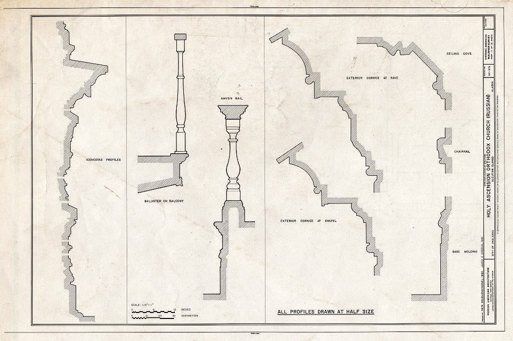 Blueprint 11. Profiles - Holy Ascension Russian Orthodox Church, Unalaska Island, Unalaska, Aleutian Islands, AK