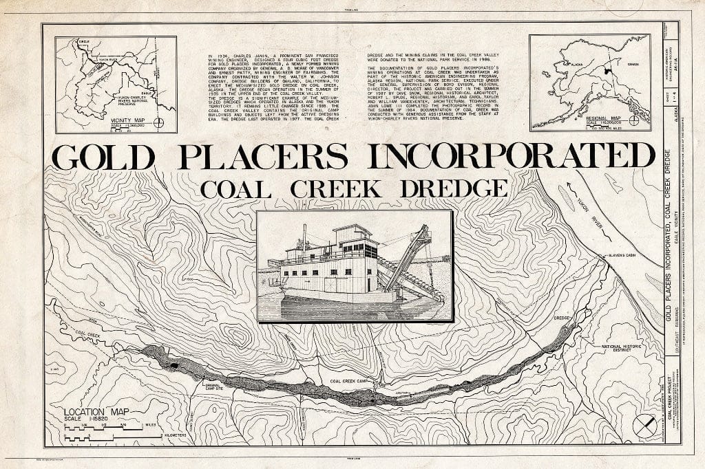 Blueprint Gold Placers Incorporated, Coal Creek Dredge - Gold Placers Incorporated, Coal Creek Dredge, Near Coal Creek & Yukon River, Eagle, Southeast Fairbanks Census Area, AK