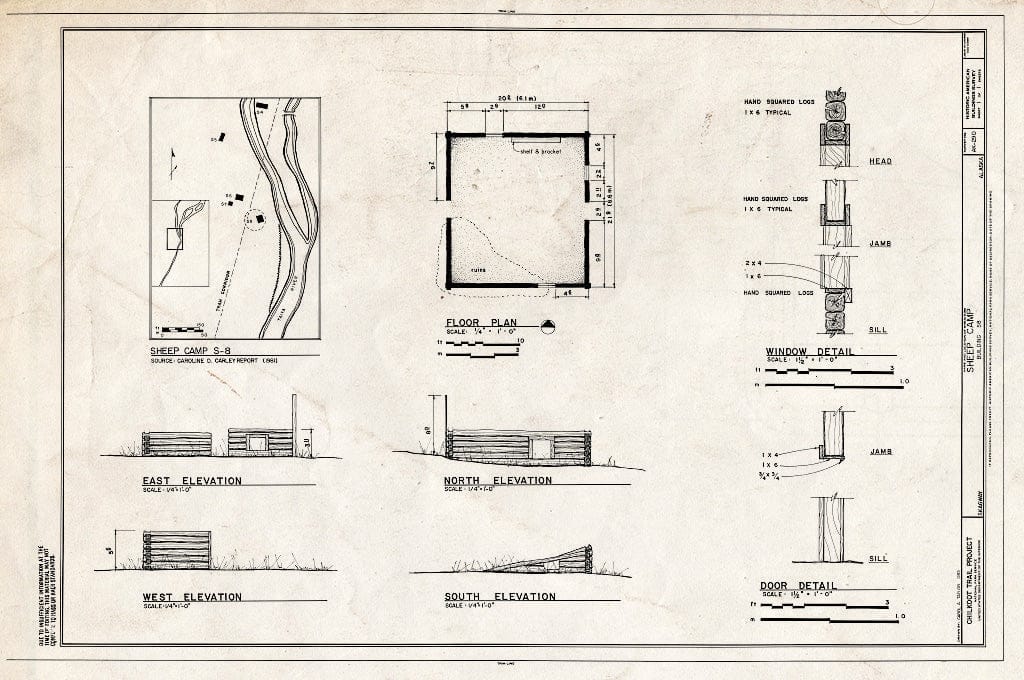 Blueprint HABS AK,18-Skag,3-D- (Sheet 1 of 1) - Sheep Camp, Building S8, Skagway, Skagway, AK