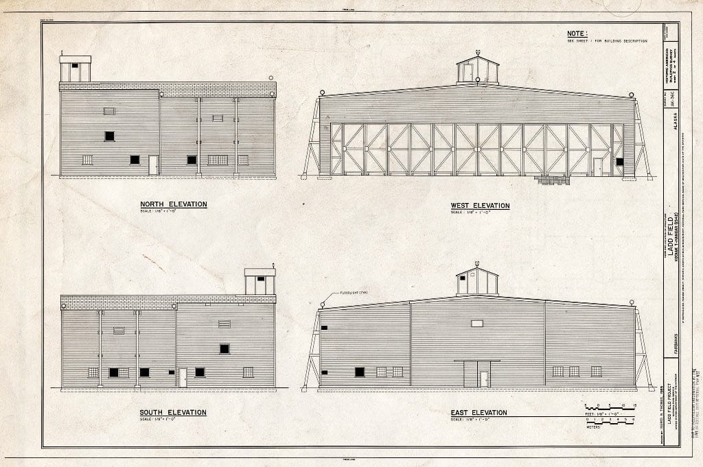 Blueprint 2. Elevations - Ladd Field, Kodiak T-Hangar, Fort Wainwright, Fairbanks, Fairbanks North Star Borough, AK