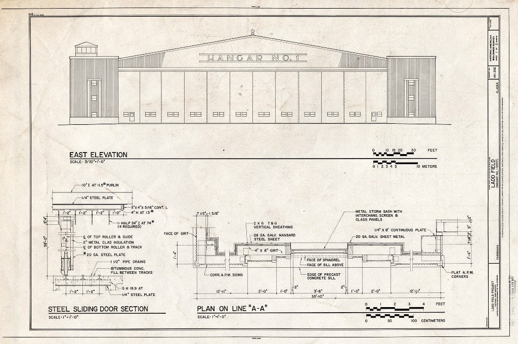 Blueprint HABS AK,6-FAIBA,1-E- (Sheet 1 of 2) - Ladd Field, Hangar No. 1, Fort Wainwright, Fairbanks, Fairbanks North Star Borough, AK