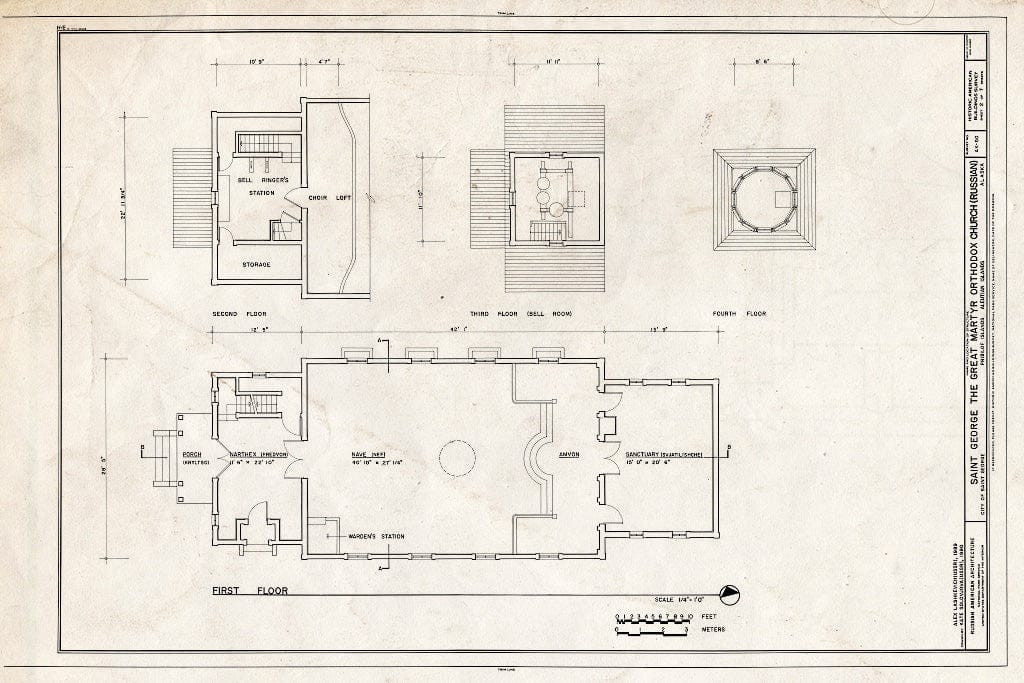 Blueprint 2. Plans - Saint George Russian Orthodox Church, St. George Island, Pribilof Islands, Saint George, Aleutians West Census Area, AK