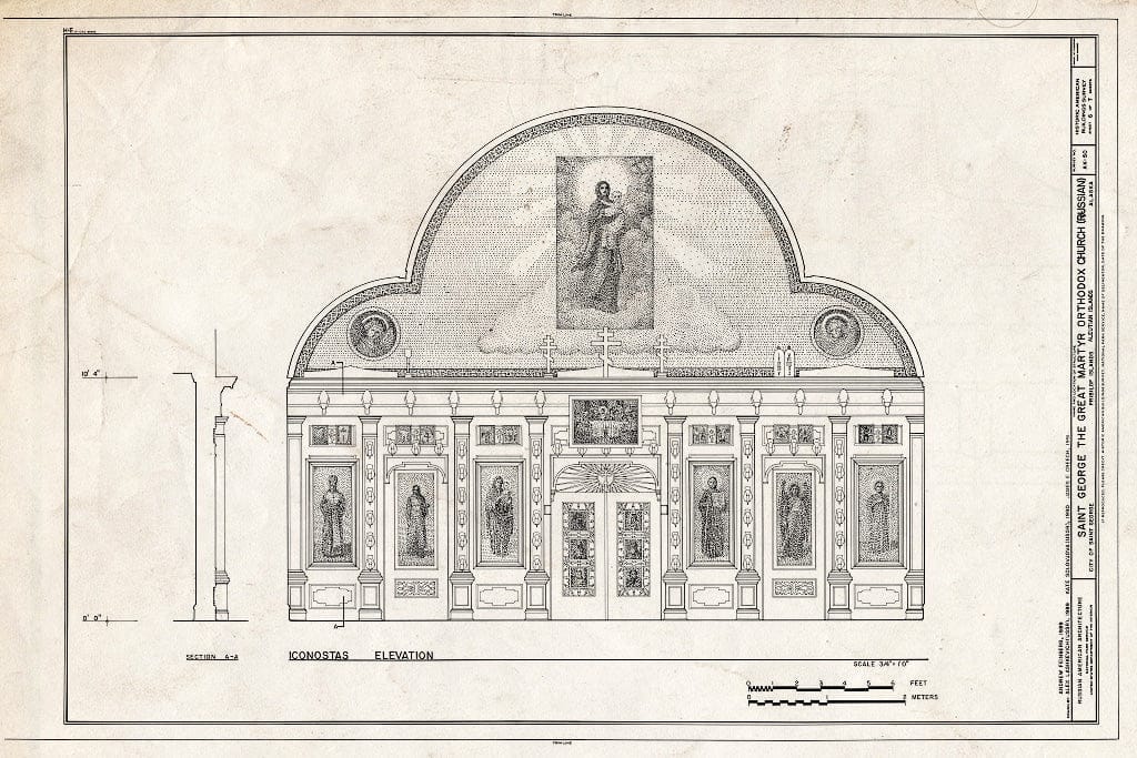 Blueprint 6. Iconostas Elevation - Saint George Russian Orthodox Church, St. George Island, Pribilof Islands, Saint George, Aleutians West Census Area, AK