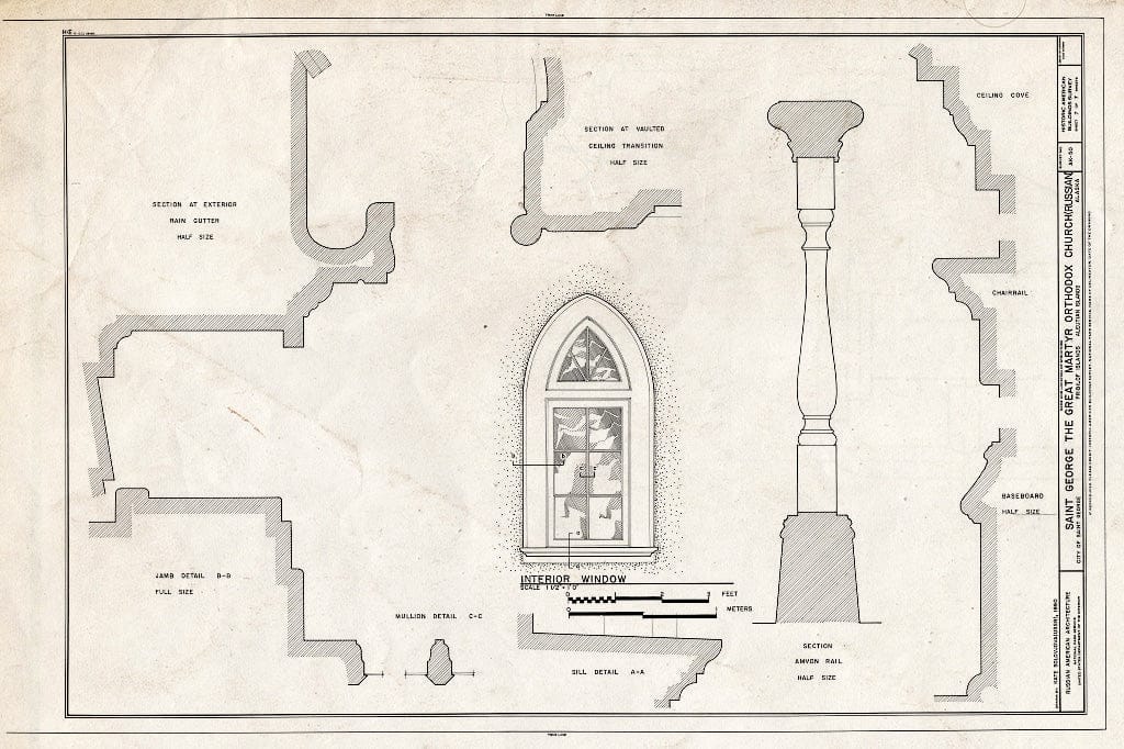 Blueprint 7. Interior Window and Details - Saint George Russian Orthodox Church, St. George Island, Pribilof Islands, Saint George, Aleutians West Census Area, AK