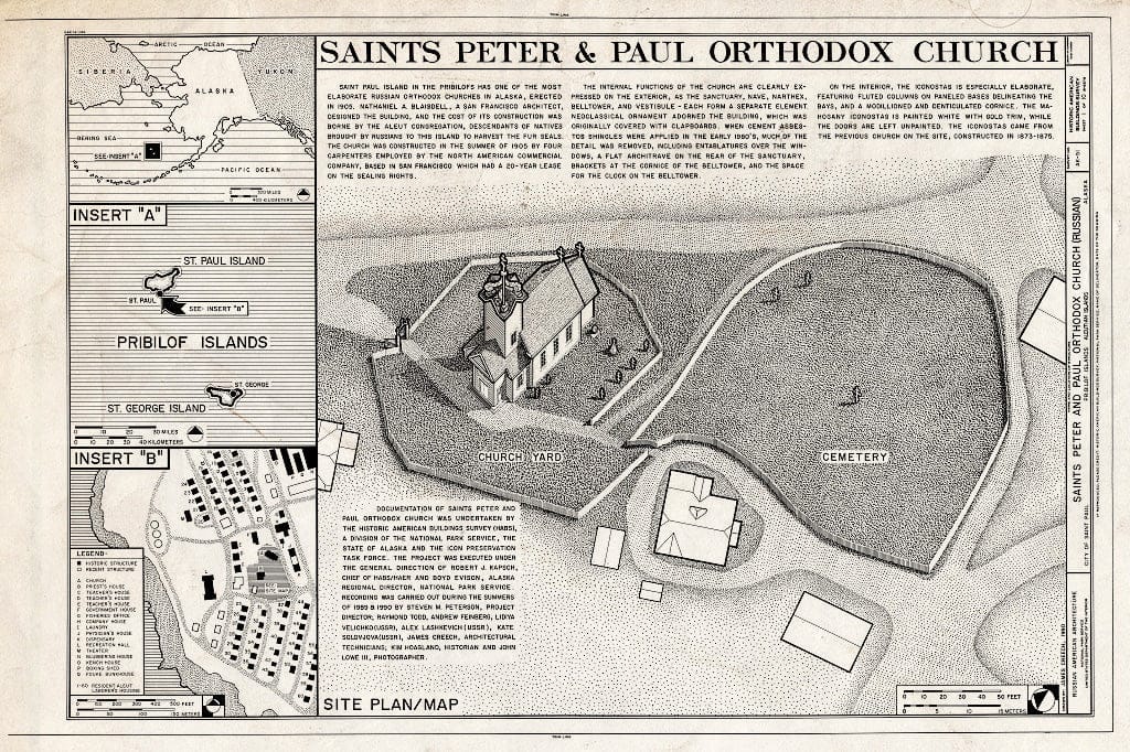 Blueprint 1. Title Sheet - Saints Peter & Paul Russian Orthodox Church, Church Street, Saint Paul, Aleutians West Census Area, AK