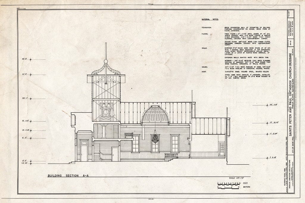 Blueprint 6. Section A-A - Saints Peter & Paul Russian Orthodox Church, Church Street, Saint Paul, Aleutians West Census Area, AK