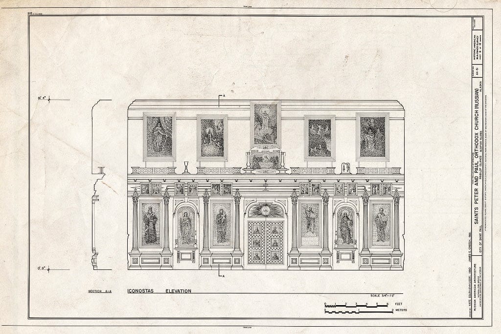 Blueprint 8. Iconostas Elevation - Saints Peter & Paul Russian Orthodox Church, Church Street, Saint Paul, Aleutians West Census Area, AK