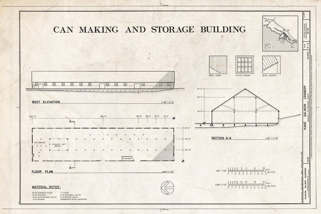 Blueprint Can Making and Storage Building - Kake Salmon Cannery, 540 Keku Road, Kake, Wrangell-Petersburg Census Area, AK