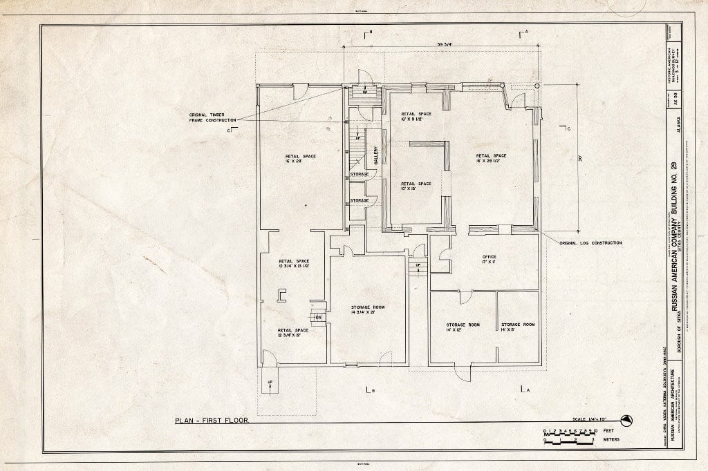 Blueprint HABS AK,17-Sitka,7- (Sheet 3 of 12) - Russian-American Company, Building No. 29, 202-206 Lincoln Street, Sitka, Sitka Borough, AK