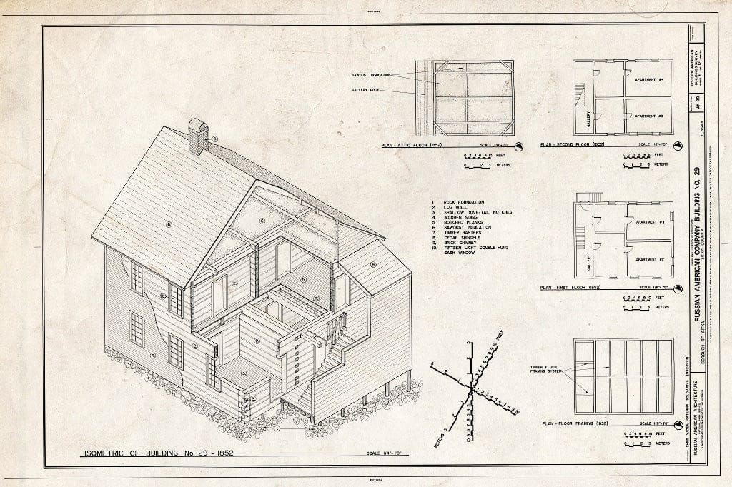 Blueprint HABS AK,17-Sitka,7- (Sheet 6 of 12) - Russian-American Company, Building No. 29, 202-206 Lincoln Street, Sitka, Sitka Borough, AK