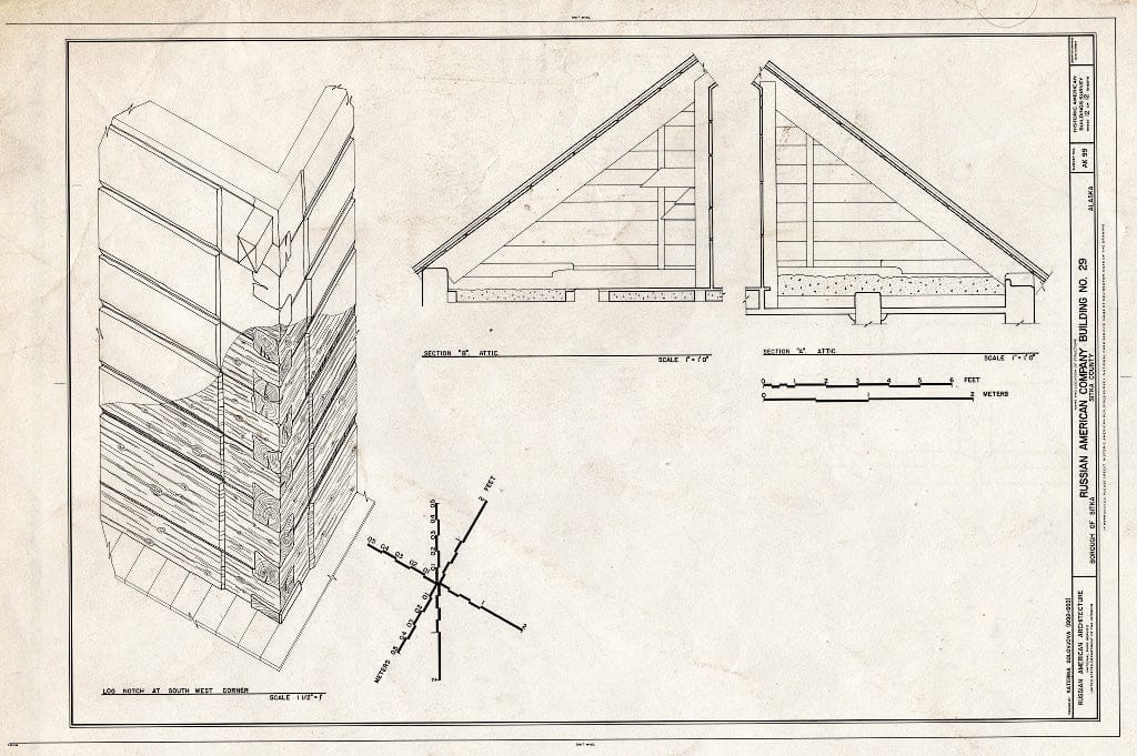 Blueprint HABS AK,17-Sitka,7- (Sheet 12 of 12) - Russian-American Company, Building No. 29, 202-206 Lincoln Street, Sitka, Sitka Borough, AK