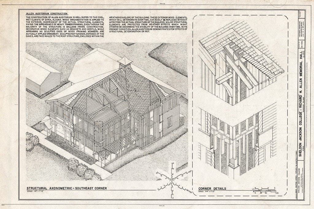 Blueprint HABS AK,17-Sitka,4A- (Sheet 3 of 19) - Sheldon Jackson College, Richard H. Allen Memorial Hall, Lincoln Street, Sitka, Sitka Borough, AK