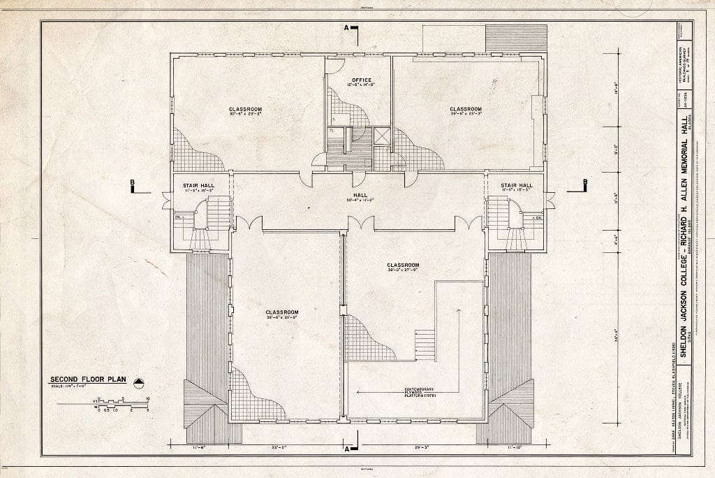 Blueprint HABS AK,17-Sitka,4A- (Sheet 5 of 19) - Sheldon Jackson College, Richard H. Allen Memorial Hall, Lincoln Street, Sitka, Sitka Borough, AK