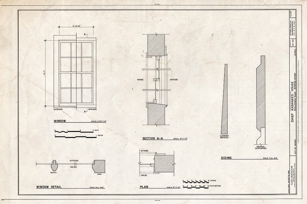 Blueprint 9. Window Details - Chief Kashakes' House, Mile 2.5 South Tongass Highway, Saxman, Ketchikan Gateway Borough, AK