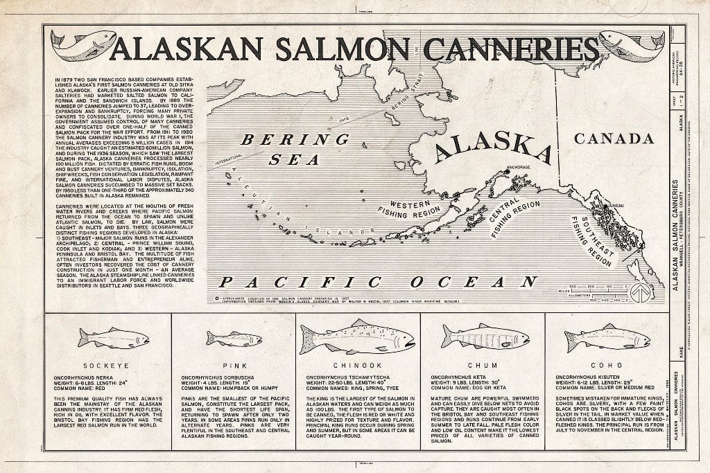 Blueprint Alaskan Salmon Canneries, Title Page - Alaska Salmon Cannery, Kake, Wrangell-Petersburg Census Area, AK