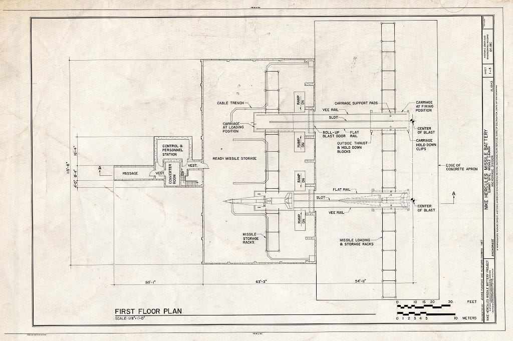 Blueprint First Floor Plan - Nike Hercules Missile Battery Summit Site, Missile Launch, Anchorage, Anchorage, AK