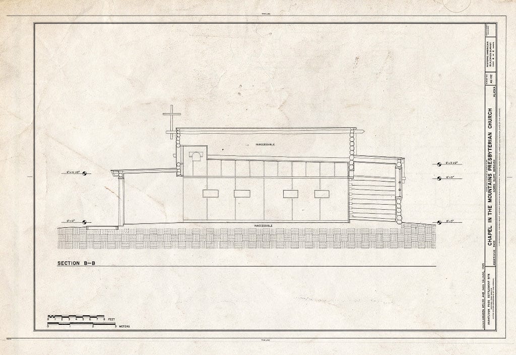 Blueprint 4. Section B-B - Chapel in The Mountains Presbyterian Church, Airport Road, Anaktuvuk Pass, North Slope Borough, AK