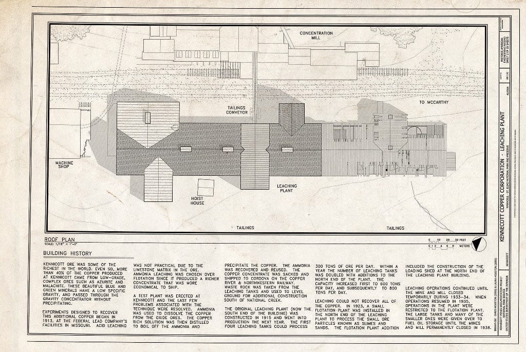 Blueprint 2. Roof Plan - Kennecott Copper Corporation, Leaching Plant, On Copper River & Northwestern Railroad, Kennicott, Valdez-Cordova Census Area, AK