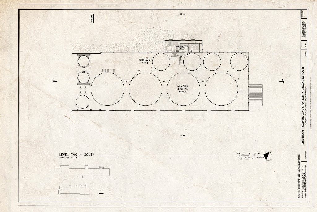 Blueprint 6. Level Two, South - Kennecott Copper Corporation, Leaching Plant, On Copper River & Northwestern Railroad, Kennicott, Valdez-Cordova Census Area, AK