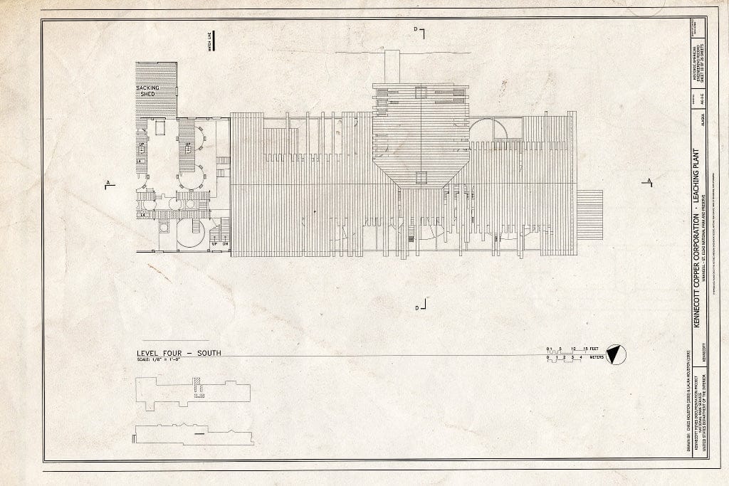 Blueprint 10. Level Four, South - Kennecott Copper Corporation, Leaching Plant, On Copper River & Northwestern Railroad, Kennicott, Valdez-Cordova Census Area, AK