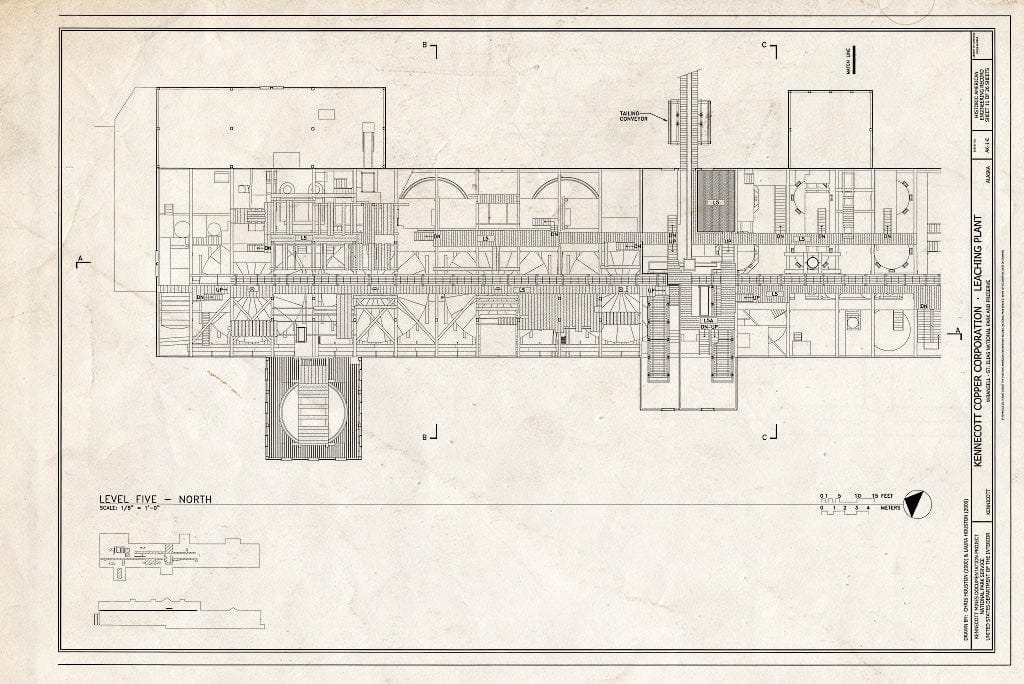 Blueprint 11. Level Five, North - Kennecott Copper Corporation, Leaching Plant, On Copper River & Northwestern Railroad, Kennicott, Valdez-Cordova Census Area, AK