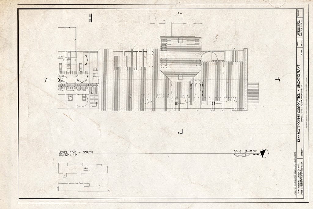 Blueprint 12. Level Five, South - Kennecott Copper Corporation, Leaching Plant, On Copper River & Northwestern Railroad, Kennicott, Valdez-Cordova Census Area, AK