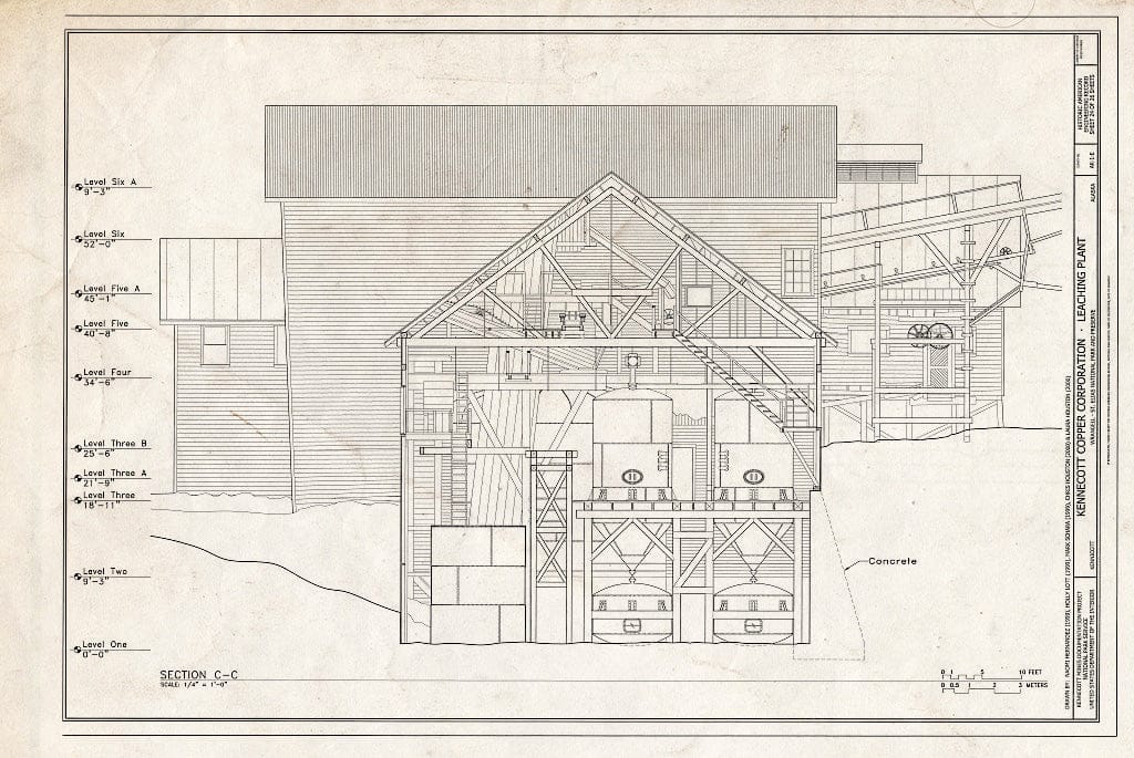 Blueprint 24. Section C-C - Kennecott Copper Corporation, Leaching Plant, On Copper River & Northwestern Railroad, Kennicott, Valdez-Cordova Census Area, AK