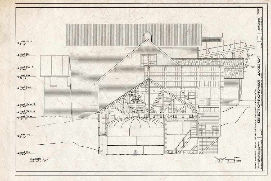 Blueprint 25. Section D-D - Kennecott Copper Corporation, Leaching Plant, On Copper River & Northwestern Railroad, Kennicott, Valdez-Cordova Census Area, AK