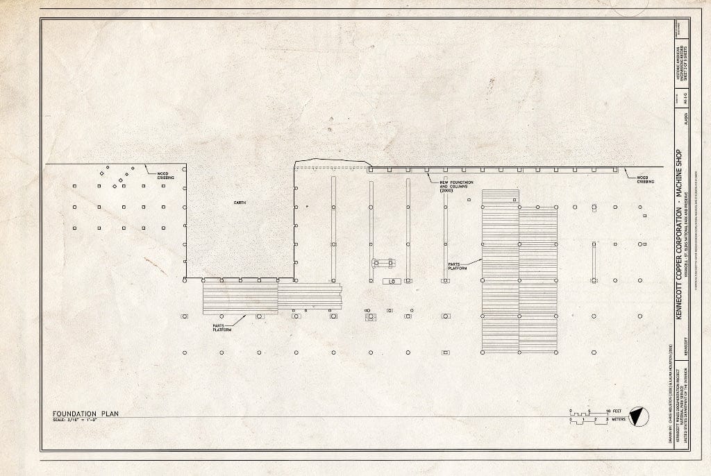 Blueprint Foundation Plan - Kennecott Copper Corporation, Machine Shop, On Copper River & Northwestern Railroad, Kennicott, Valdez-Cordova Census Area, AK