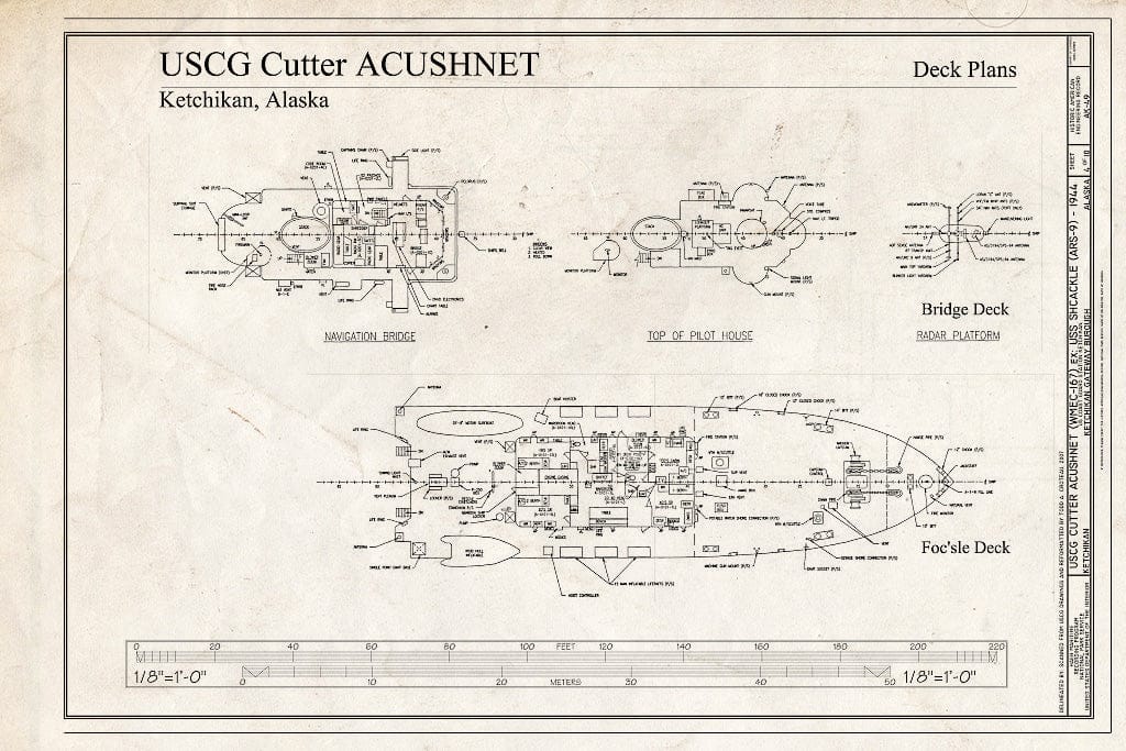 Blueprint Deck Plans - USS Shackle, ARS 9, Ketchikan, Ketchikan Gateway Borough, AK