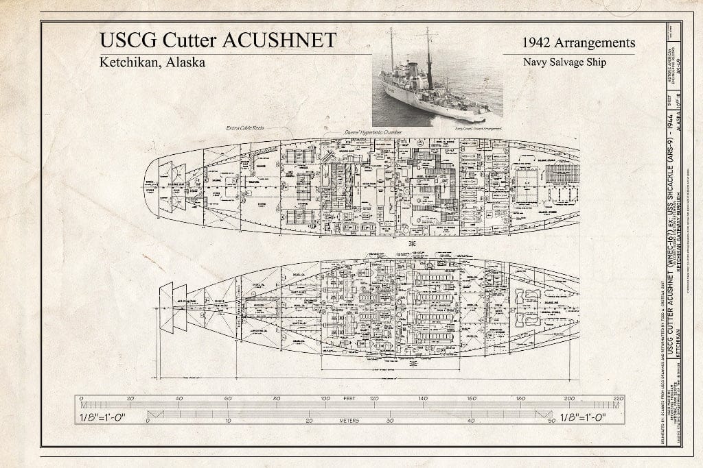 Blueprint 1942 Arrangements - USS Shackle, ARS 9, Ketchikan, Ketchikan Gateway Borough, AK