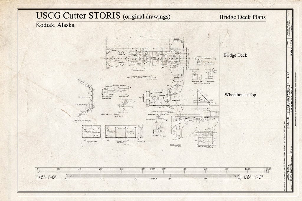 Blueprint Bridge Deck Plans - US Coast Guard Cutter STORIS, Womens Bay, Kodiak, Kodiak Island Borough, AK