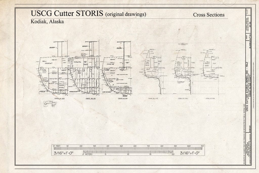 Blueprint Cross Sections - US Coast Guard Cutter STORIS, Womens Bay, Kodiak, Kodiak Island Borough, AK