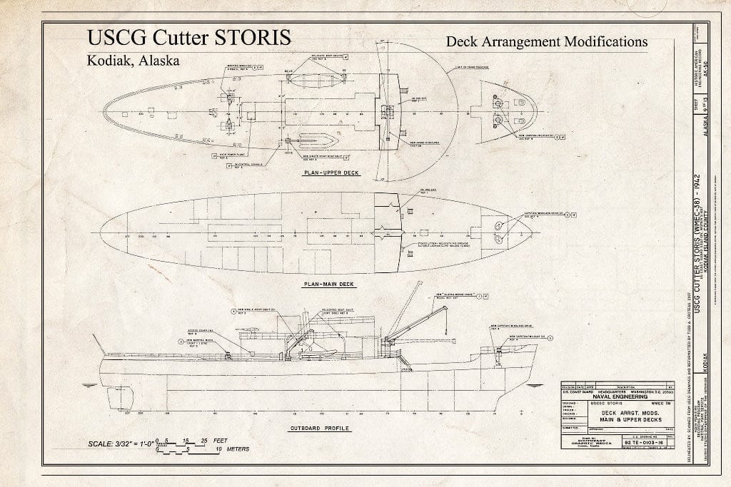 Blueprint Deck Arrangement Modifications - US Coast Guard Cutter STORIS, Womens Bay, Kodiak, Kodiak Island Borough, AK