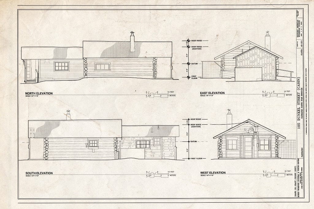 Blueprint Elevations - 105 Dunkel Street (Cabin), 105 Dunkel Street, Fairbanks, Fairbanks North Star Borough, AK