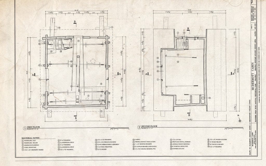 Blueprint First & Second Floor Plans - McDermott Cabin, Town of Dyea (Historical Town site), Skagway, Skagway, AK