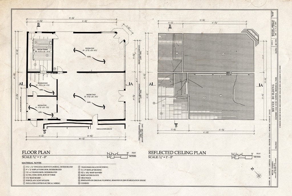 Blueprint Floor Plan and Reflected Ceiling Plan - Meyer Meat Market Building, 495 State Street, Skagway, Skagway, AK