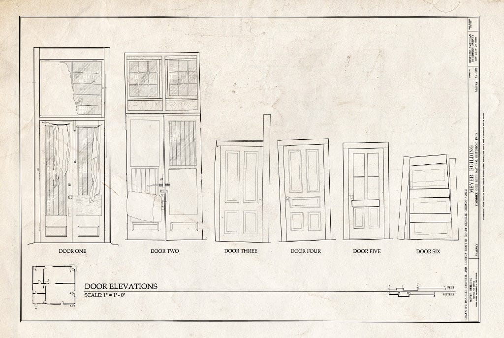 Blueprint Door Elevations - Meyer Meat Market Building, 495 State Street, Skagway, Skagway, AK