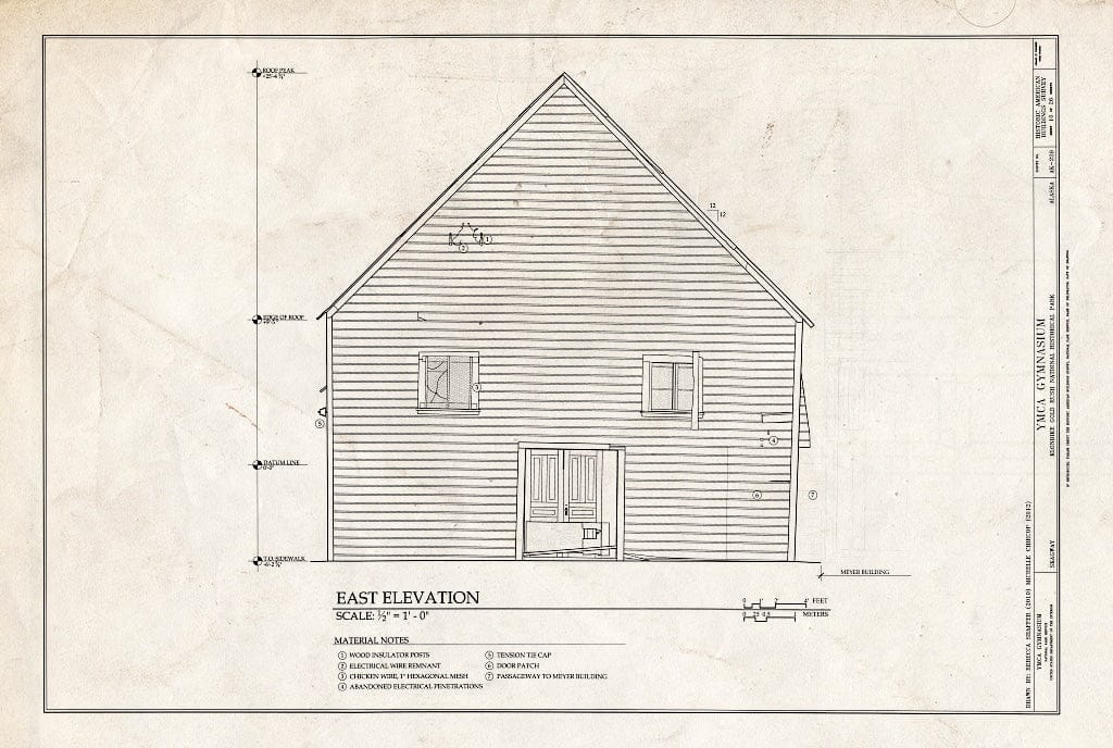 Blueprint East Elevation - YMCA Gymnasium, 475 State Street, Skagway, Skagway, AK