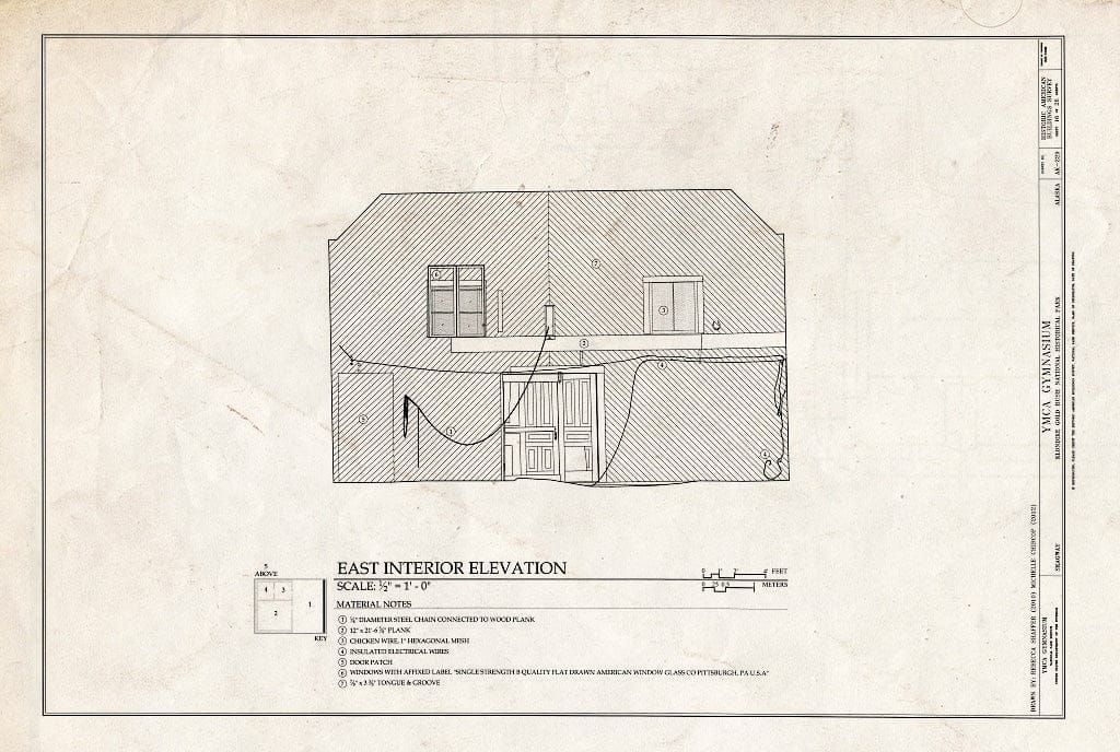 Blueprint East Interior Elevation - YMCA Gymnasium, 475 State Street, Skagway, Skagway, AK