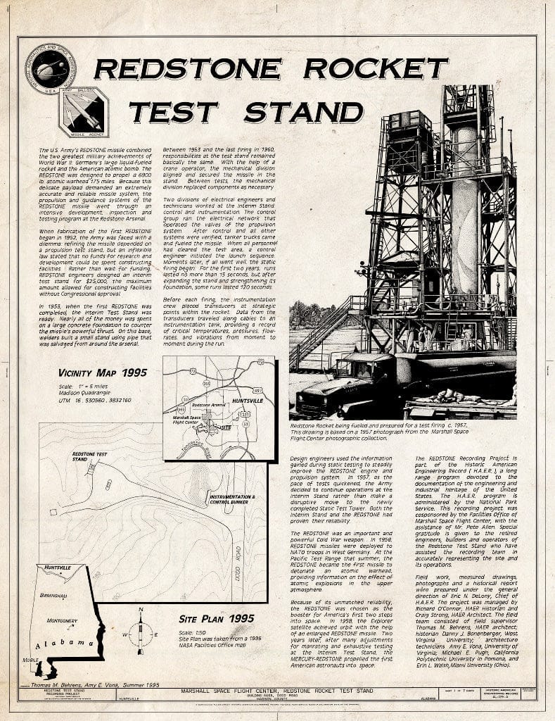 Blueprint Cover Sheet - Marshall Space Flight Center, Redstone Rocket (Missile) Test Stand, Dodd Road, Huntsville, Madison County, AL