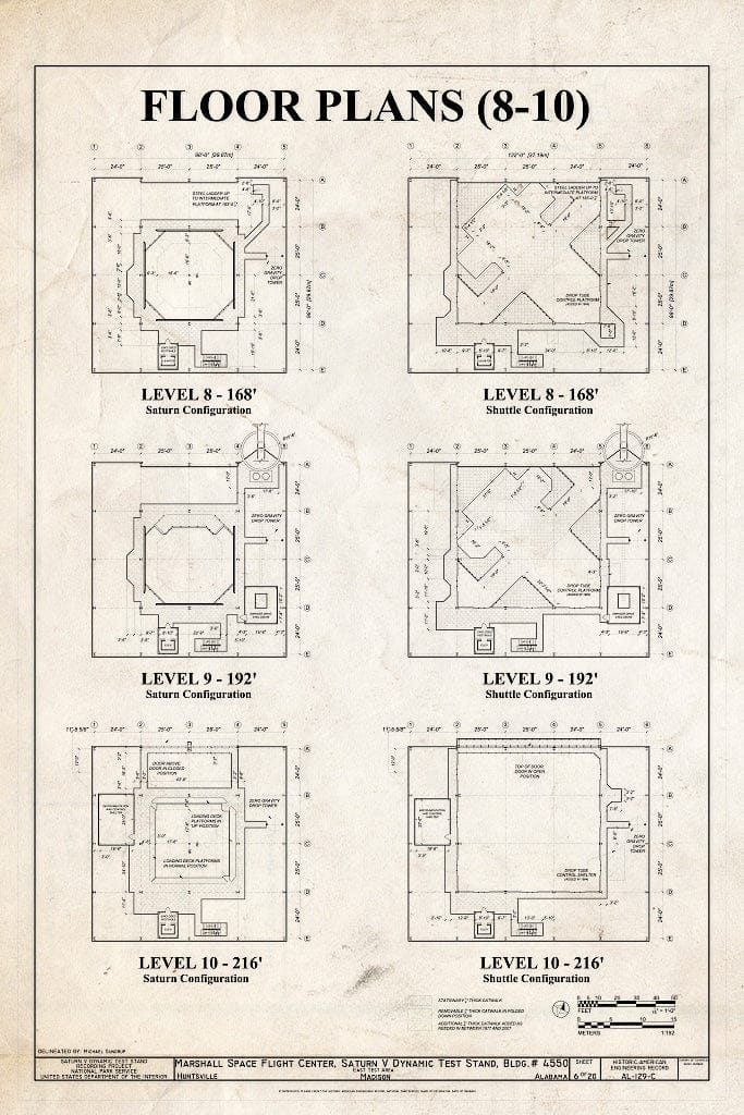 Blueprint Floor Plans (8-10) - Marshall Space Flight Center, Saturn V Dynamic Test Facility, East Test Area, Huntsville, Madison County, AL