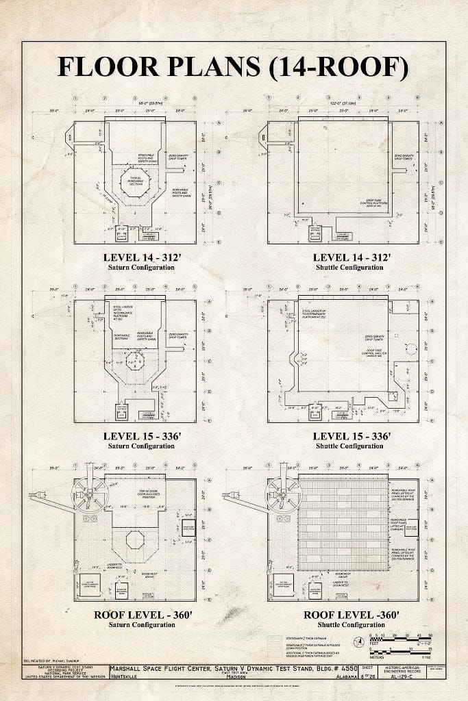 Blueprint Floor Plans (14-Roof) - Marshall Space Flight Center, Saturn V Dynamic Test Facility, East Test Area, Huntsville, Madison County, AL