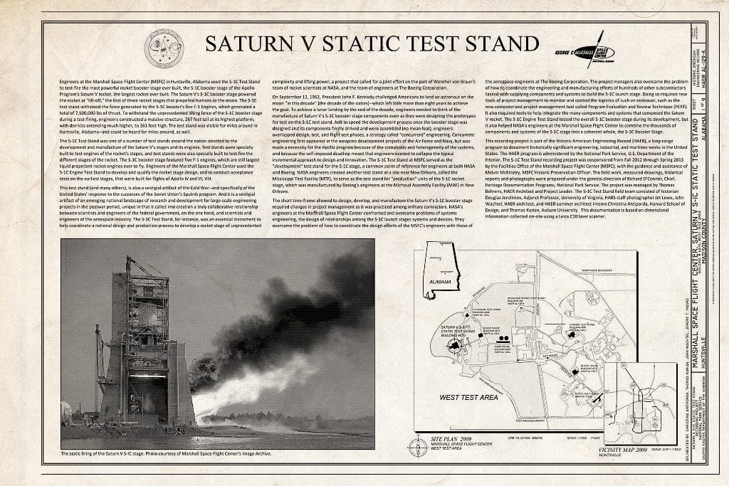 Blueprint Cover Sheet - Marshall Space Flight Center, Saturn V S-IC Static Test Facility, West Test Area, Huntsville, Madison County, AL