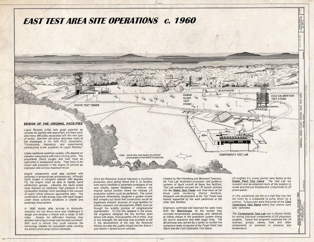 Blueprint East Test Area Site Operations c. 1960 - Marshall Space Flight Center, East Test Area, Dodd Road, Huntsville, Madison County, AL