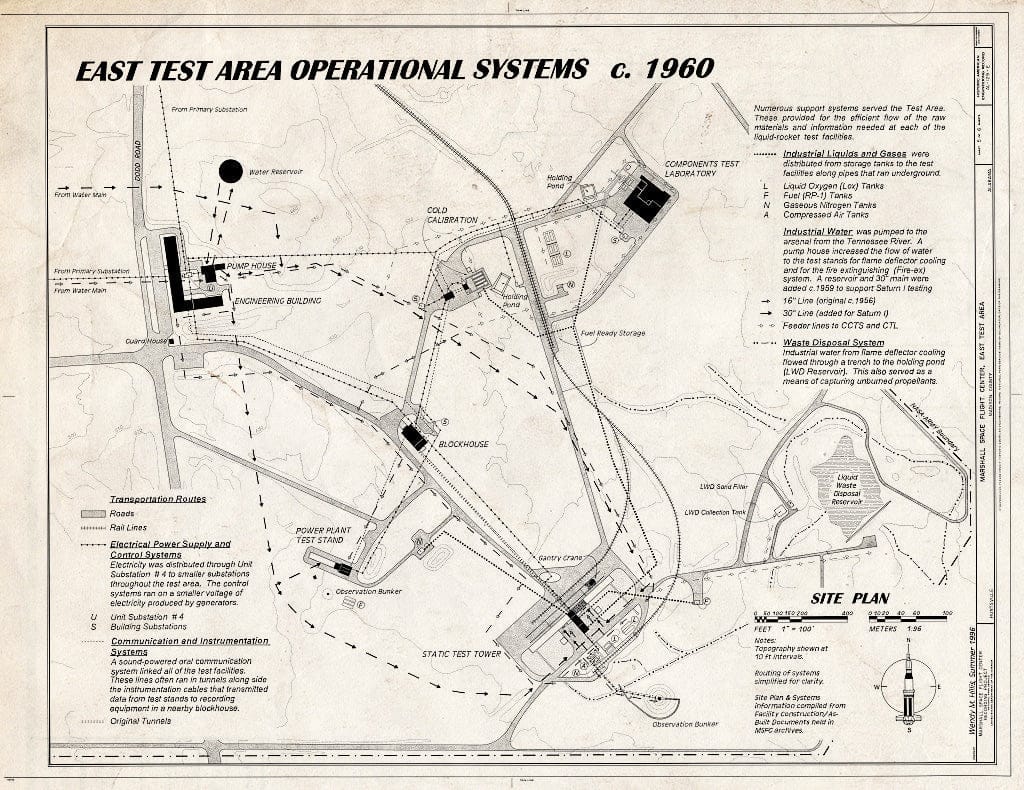 Blueprint East Test Area Operational Systems c. 1960 - Marshall Space Flight Center, East Test Area, Dodd Road, Huntsville, Madison County, AL