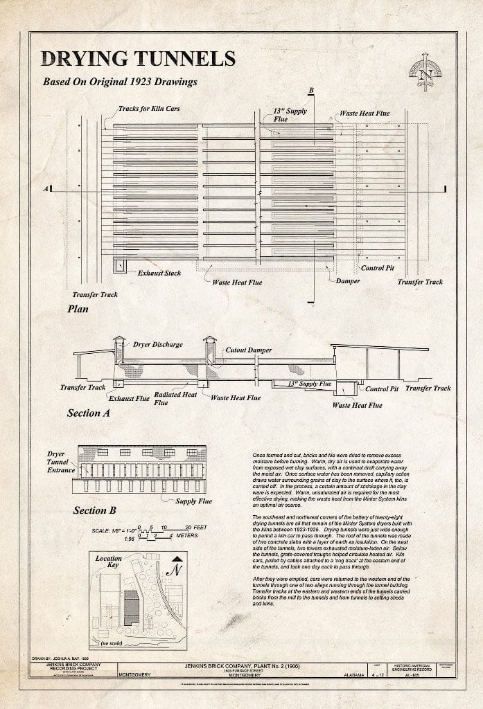 Blueprint Drying Tunnels - Jenkins Brick Company, Plant No. 2, Furnace Street, Montgomery, Montgomery County, AL