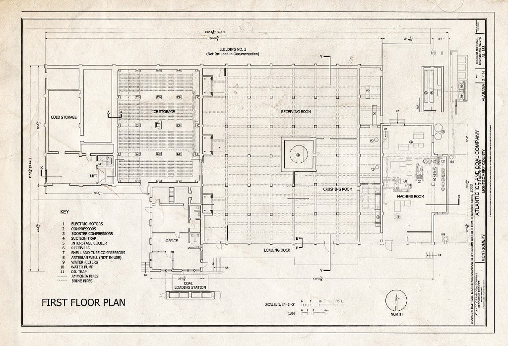 Blueprint First Floor Plan - Atlantic Ice & Coal Company, 135 Prince Street, Montgomery, Montgomery County, AL