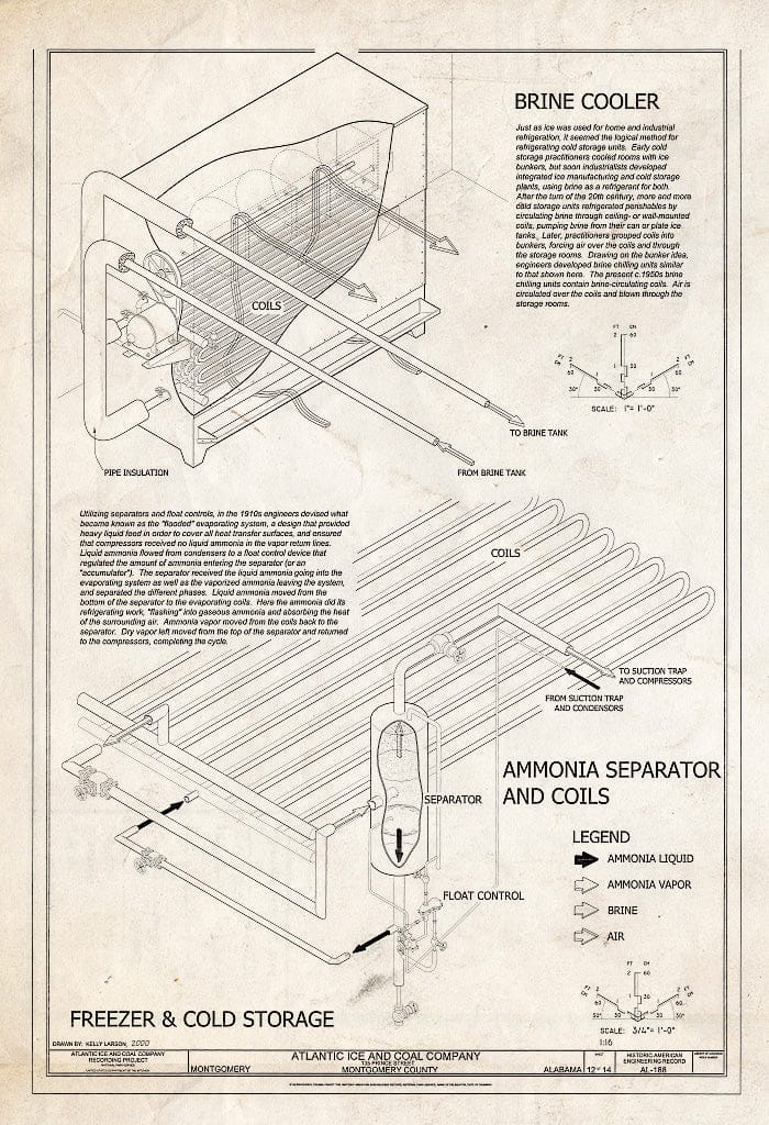 Blueprint Brine Cooler and Ammonia Separator and Coils - Atlantic Ice & Coal Company, 135 Prince Street, Montgomery, Montgomery County, AL